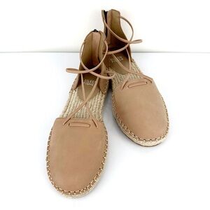 Eileen Fisher Leather Lee d'Orsay Flat 
 Espadrille Zip Camel Tan Sandals 6